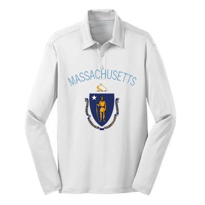 State Of Massachusetts Flag The Bay State Boston Salem Silk Touch Performance Long Sleeve Polo