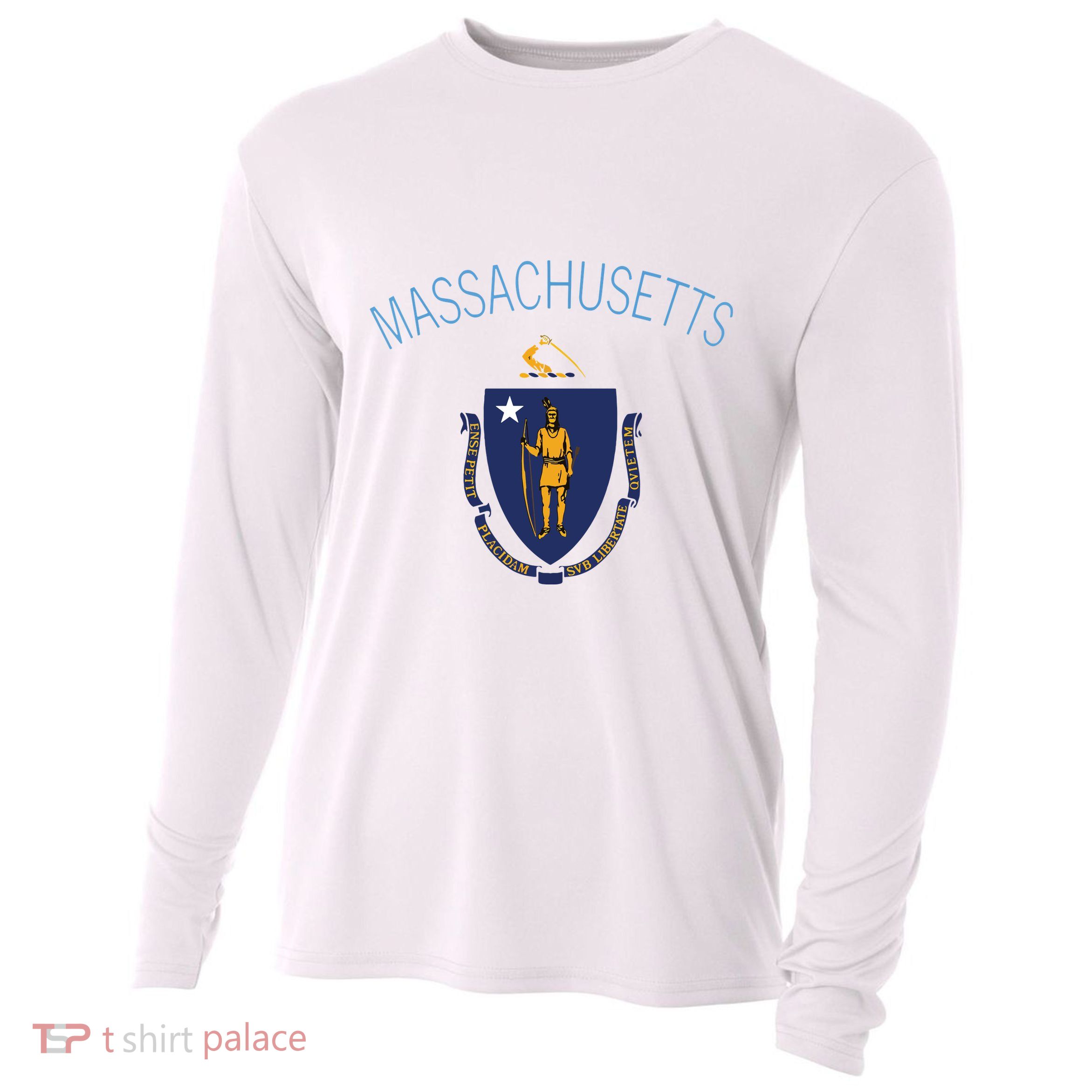 State Of Massachusetts Flag The Bay State Boston Salem Cooling Performance Long Sleeve Crew