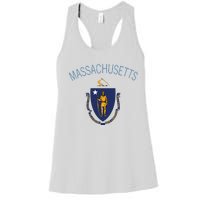 State Of Massachusetts Flag The Bay State Boston Salem Women's Racerback Tank