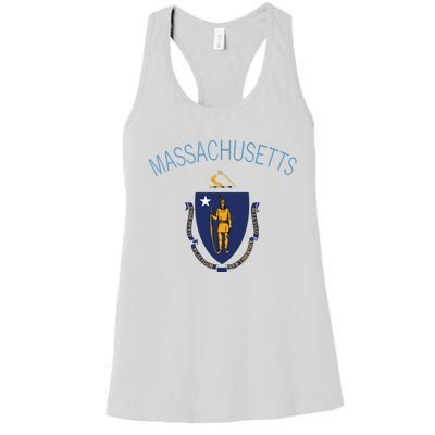 State Of Massachusetts Flag The Bay State Boston Salem Women's Racerback Tank