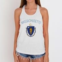 State Of Massachusetts Flag The Bay State Boston Salem Women's Knotted Racerback Tank