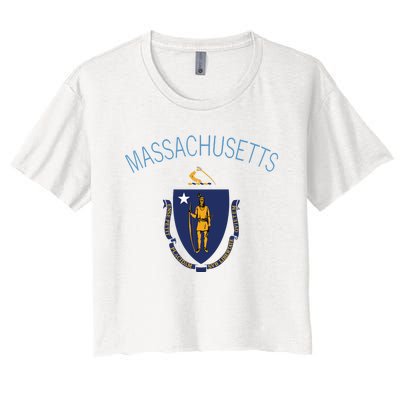 State Of Massachusetts Flag The Bay State Boston Salem Women's Crop Top Tee