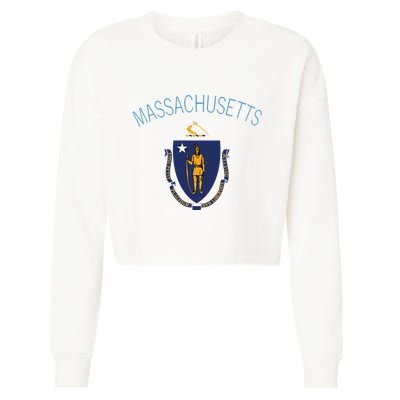 State Of Massachusetts Flag The Bay State Boston Salem Cropped Pullover Crew