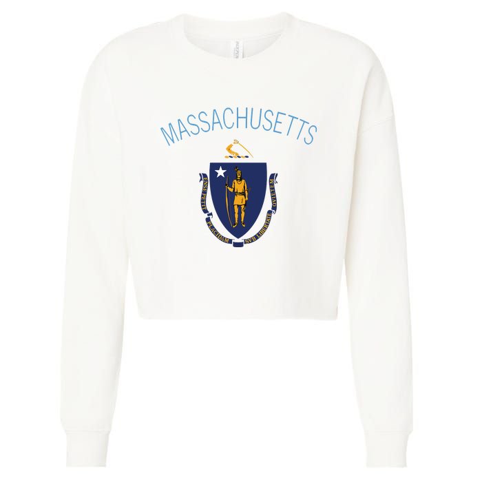 State Of Massachusetts Flag The Bay State Boston Salem Cropped Pullover Crew