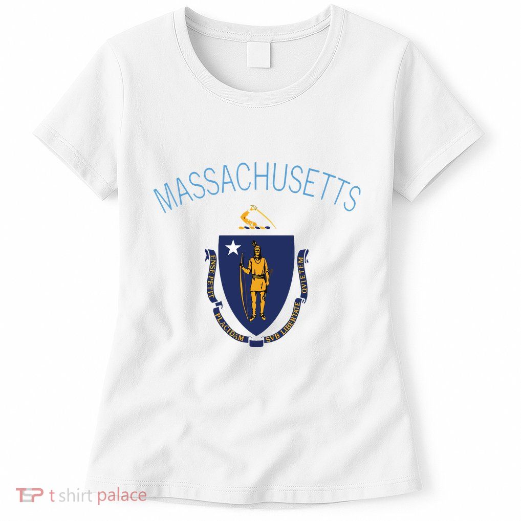 State Of Massachusetts Flag The Bay State Boston Salem Womens T-Shirt