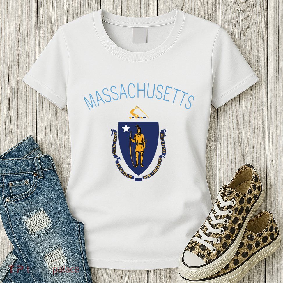 State Of Massachusetts Flag The Bay State Boston Salem Womens T-Shirt
