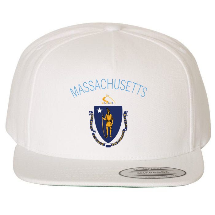 State Of Massachusetts Flag The Bay State Boston Salem Wool Snapback Cap