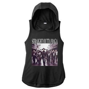 Straight Outta Maga Funny Trump 2024 Ladies PosiCharge Tri-Blend Wicking Draft Hoodie Tank