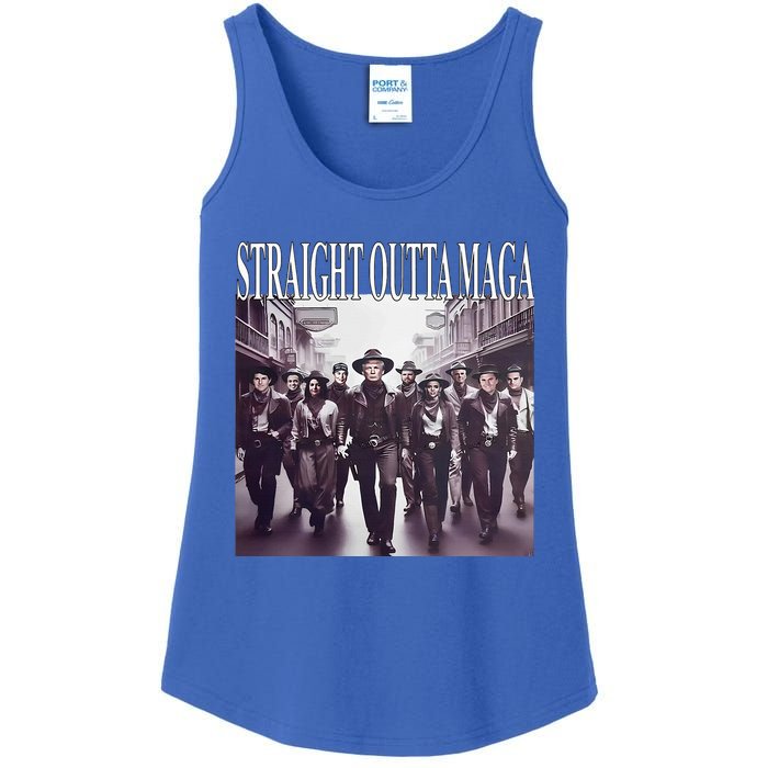 Straight Outta Maga Funny Trump 2024 Ladies Essential Tank