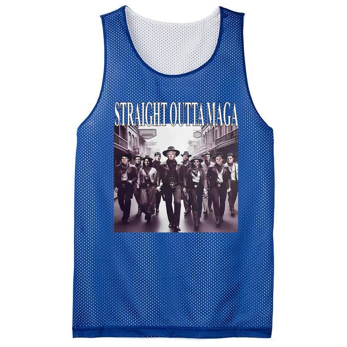 Straight Outta Maga Funny Trump 2024 Mesh Reversible Basketball Jersey Tank