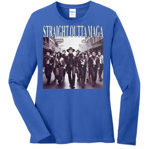 Straight Outta Maga Funny Trump 2024 Ladies Long Sleeve Shirt