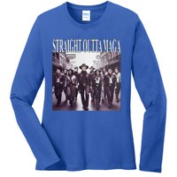 Straight Outta Maga Funny Trump 2024 Ladies Long Sleeve Shirt