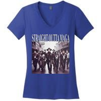 Straight Outta Maga Funny Trump 2024 Women's V-Neck T-Shirt