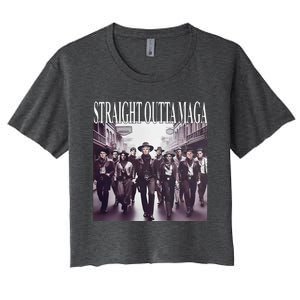 Straight Outta Maga Funny Trump 2024 Women's Crop Top Tee