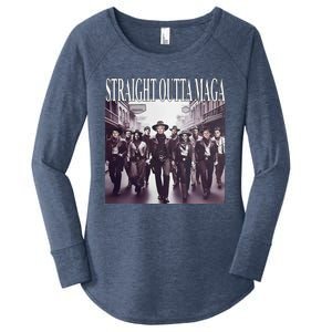 Straight Outta Maga Funny Trump 2024 Women's Perfect Tri Tunic Long Sleeve Shirt