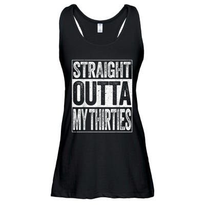 Straight Outta My Thirties Funny 40th Birthday Shirt shirt Ladies Essential Flowy Tank