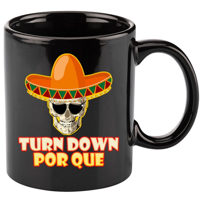 Sombrero Skull Turn Down Por Que Cinco De Mayo 11oz C Handle Ceramic Mug