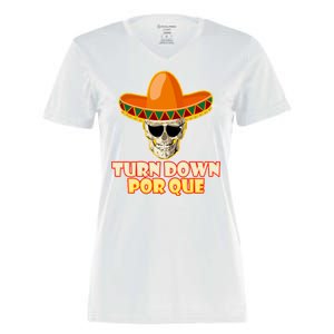 Sombrero Skull Turn Down Por Que Cinco De Mayo Women's Momentum V-Neck T-Shirt