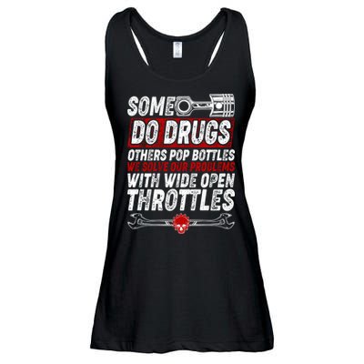 Some Do Drugs We Solve Our Problems With Wide Open Throttles Ladies Essential Flowy Tank
