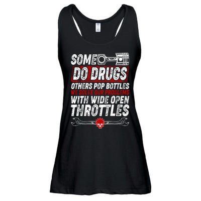 Some Do Drugs We Solve Our Problems With Wide Open Throttles Ladies Essential Flowy Tank