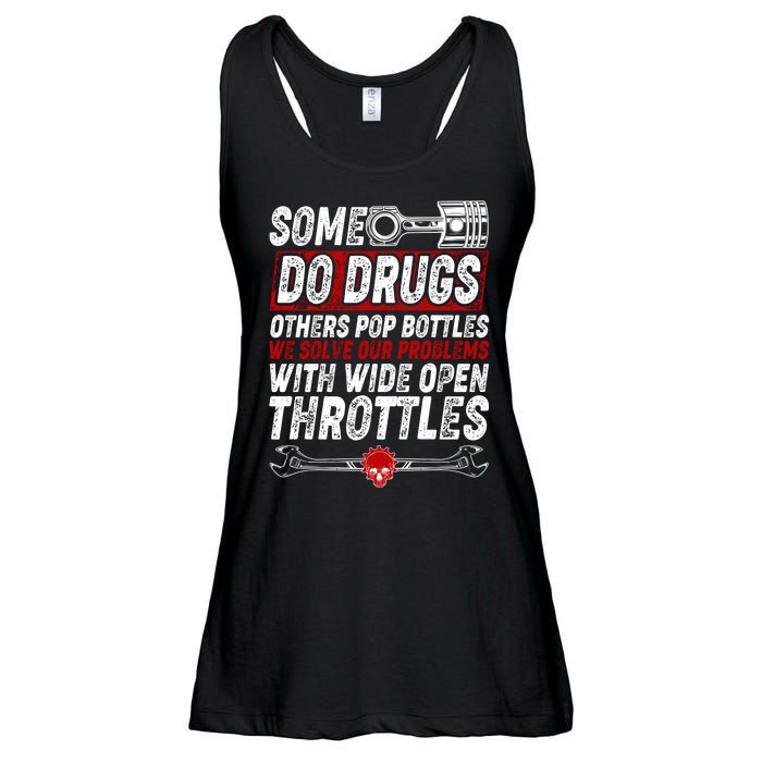 Some Do Drugs We Solve Our Problems With Wide Open Throttles Ladies Essential Flowy Tank