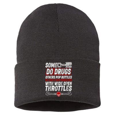 Some Do Drugs We Solve Our Problems With Wide Open Throttles Sustainable Knit Beanie