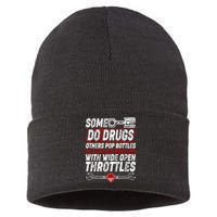 Some Do Drugs We Solve Our Problems With Wide Open Throttles Sustainable Knit Beanie