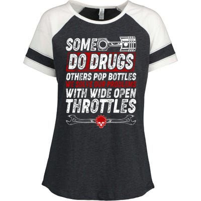 Some Do Drugs We Solve Our Problems With Wide Open Throttles Enza Ladies Jersey Colorblock Tee