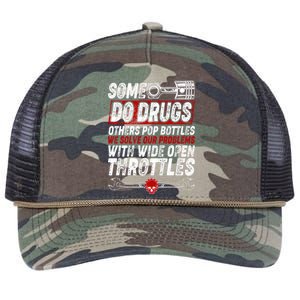 Some Do Drugs We Solve Our Problems With Wide Open Throttles Retro Rope Trucker Hat Cap