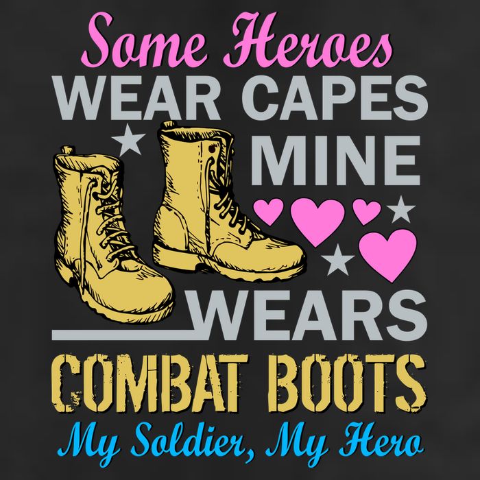 Some Heroes Wear Capes Mine Wears Combat Boots 7 Panel Mesh Trucker Snapback Hat