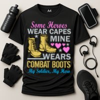 Some Heroes Wear Capes Mine Wears Combat Boots Cooling Performance Crew T-Shirt
