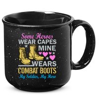 Some Heroes Wear Capes Mine Wears Combat Boots 15oz Campfire Ceramic Mug
