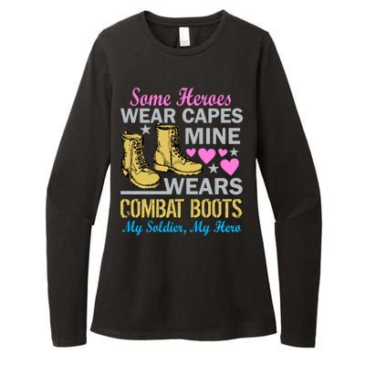 Some Heroes Wear Capes Mine Wears Combat Boots Womens CVC Long Sleeve Shirt