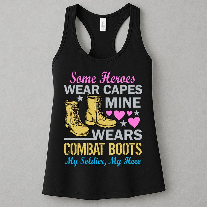 Some Heroes Wear Capes Mine Wears Combat Boots Womens Tank Top