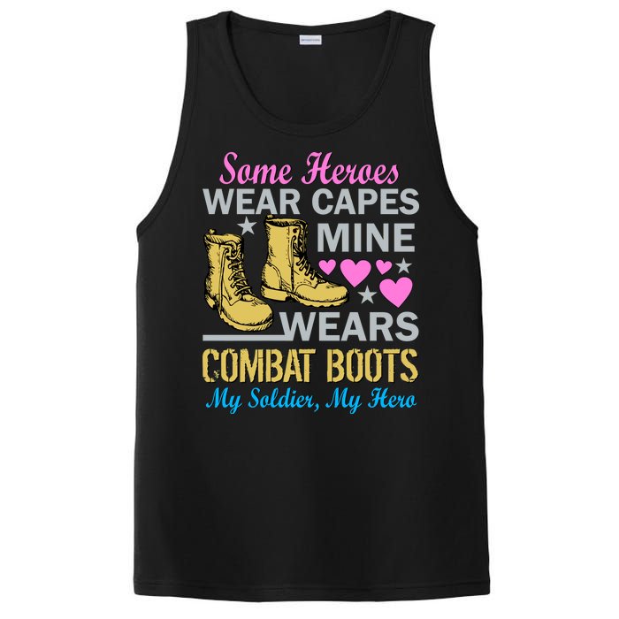 Some Heroes Wear Capes Mine Wears Combat Boots PosiCharge Competitor Tank