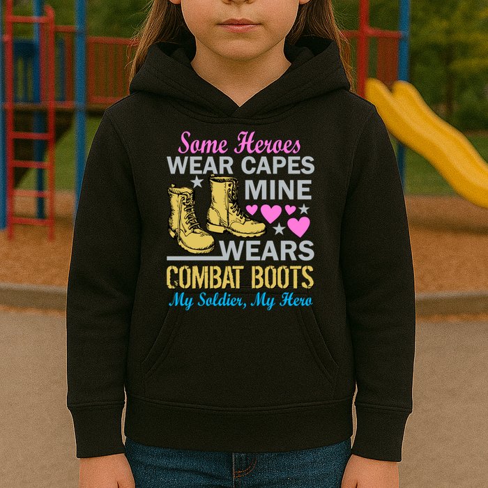 Some Heroes Wear Capes Mine Wears Combat Boots Kids Hoodie