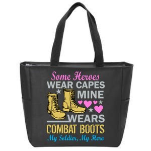 Some Heroes Wear Capes Mine Wears Combat Boots Zip Tote Bag