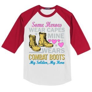 Some Heroes Wear Capes Mine Wears Combat Boots Kids Colorblock Raglan Jersey