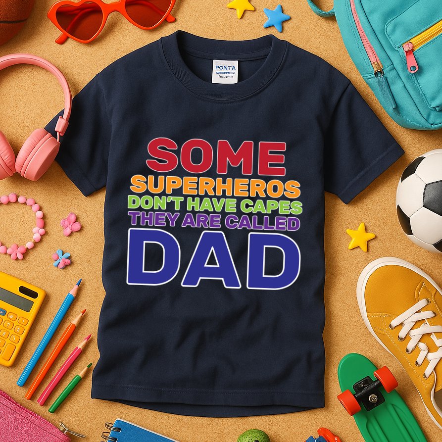 Some Superheros Don't Have Capes Dad Kids T-Shirt