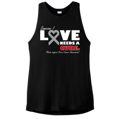 Someone I Love Needs A Cure Brain Cancer Awareness Ladies PosiCharge Tri-Blend Wicking Tank