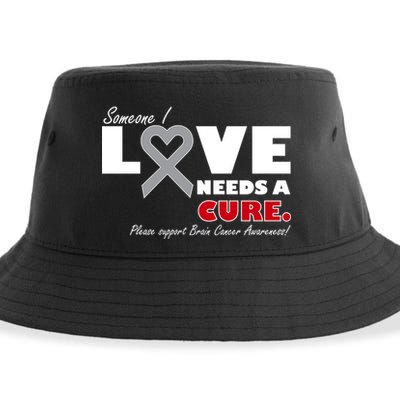 Someone I Love Needs A Cure Brain Cancer Awareness Sustainable Bucket Hat