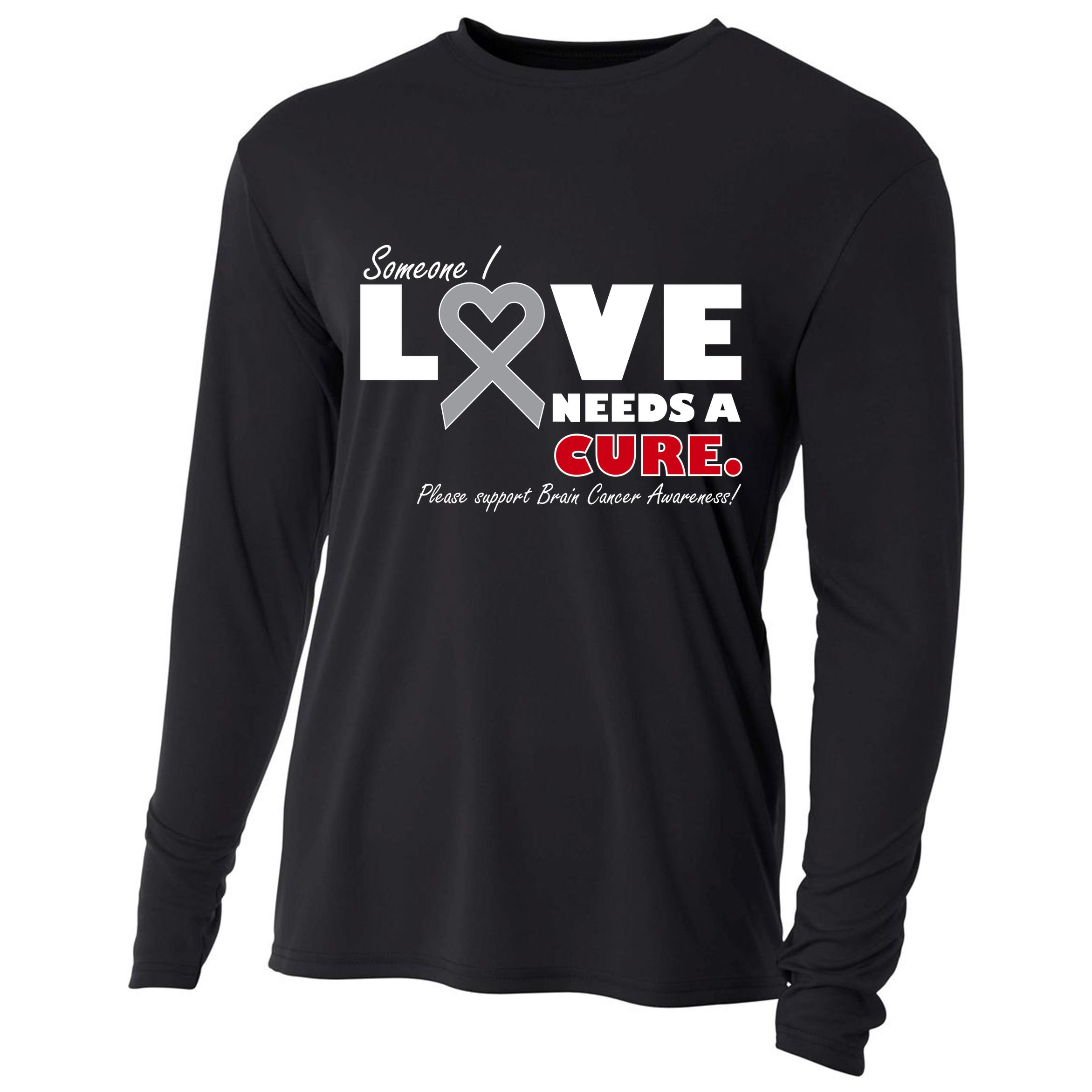 Someone I Love Needs A Cure Brain Cancer Awareness Cooling Performance Long Sleeve Crew