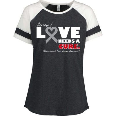 Someone I Love Needs A Cure Brain Cancer Awareness Enza Ladies Jersey Colorblock Tee