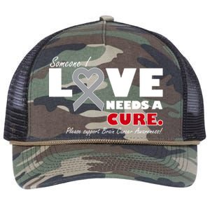 Someone I Love Needs A Cure Brain Cancer Awareness Retro Rope Trucker Hat Cap