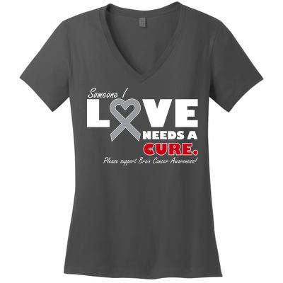 Someone I Love Needs A Cure Brain Cancer Awareness Women's V-Neck T-Shirt