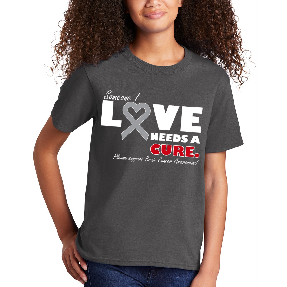 Someone I Love Needs A Cure Brain Cancer Awareness Kids T-Shirt