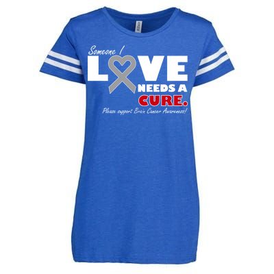 Someone I Love Needs A Cure Brain Cancer Awareness Enza Ladies Jersey Football T-Shirt