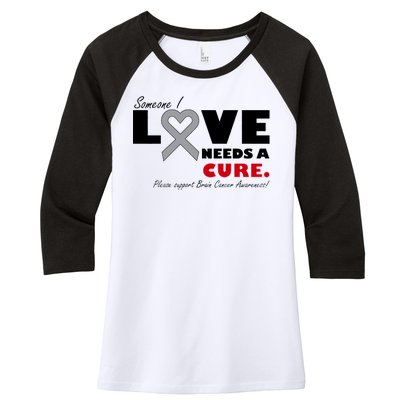 Someone I Love Needs A Cure Brain Cancer Awareness Women's Tri-Blend 3/4-Sleeve Raglan Shirt