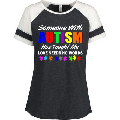 Someone With Autism Has Taught Me Enza Ladies Jersey Colorblock Tee