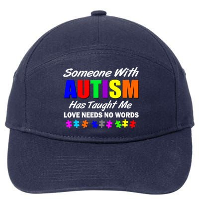 Someone With Autism Has Taught Me 7-Panel Snapback Hat